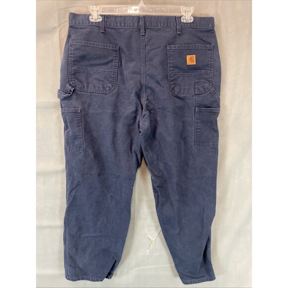 Carhartt Carpenter Pants Mens 40x32 Navy Blue Duck Canvas Relaxed Fit Loose Work - Picture 7 of 9